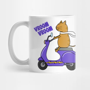 Orange cat on a scooter Mug